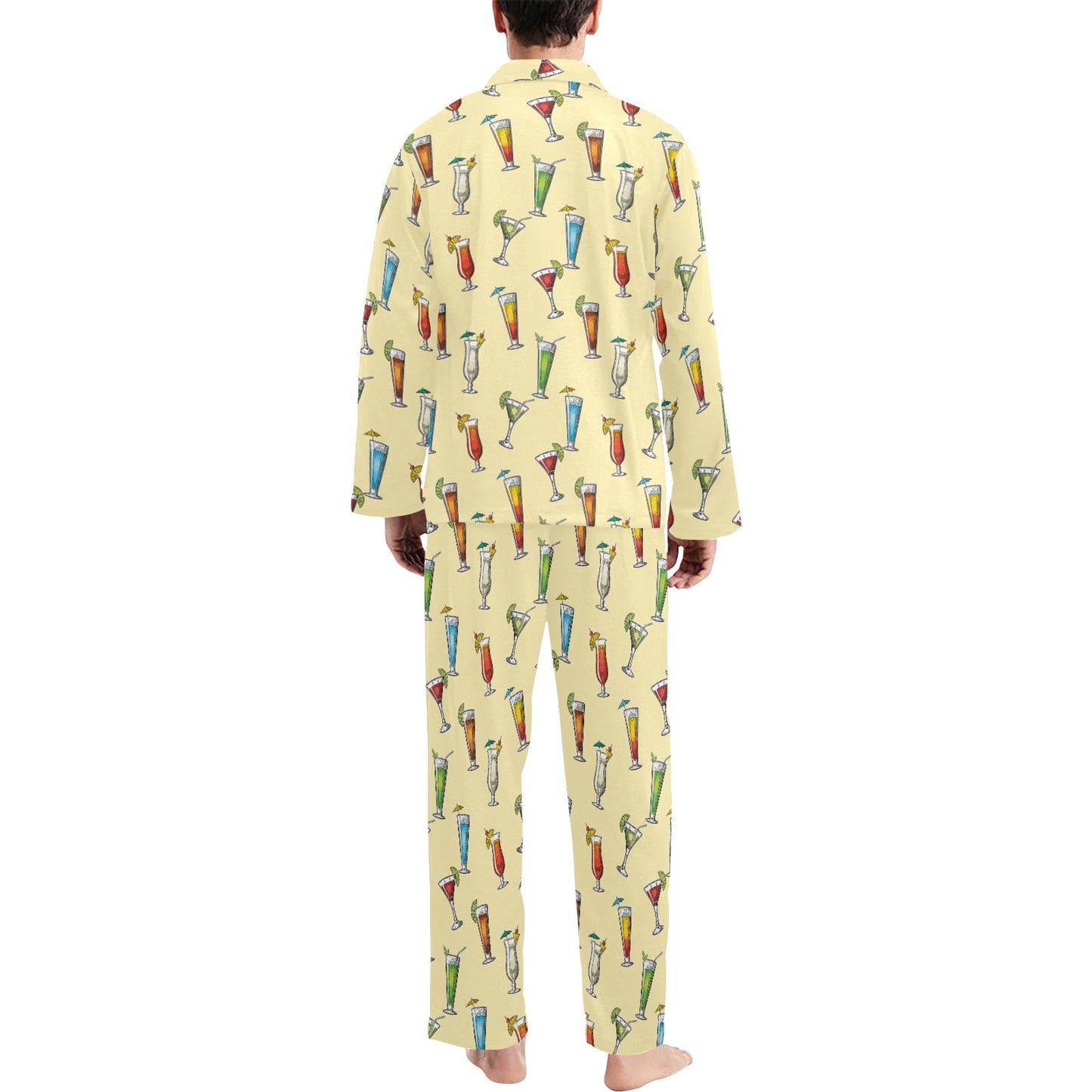 Cocktail Pattern Print Design 02 Men's Long Pajama Set