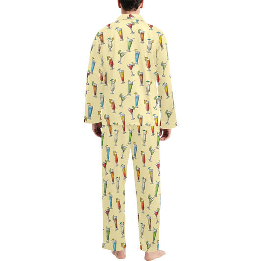 Cocktail Pattern Print Design 02 Men's Long Pajama Set