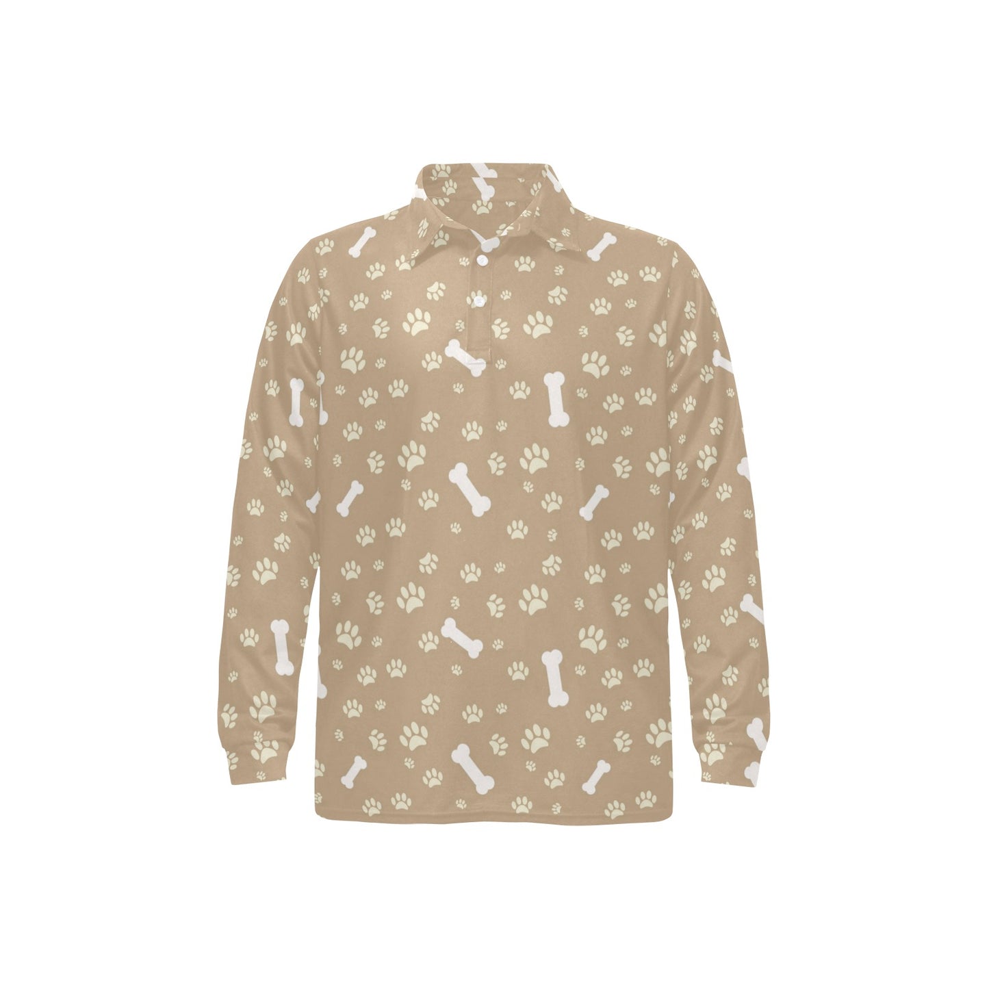 Dog Bone Paw Pattern Print Design 01 Long Sleeve Polo Shirt For Men's