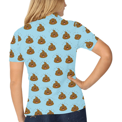Poop Emoji Pattern Print Design A03 Women's Polo Shirt