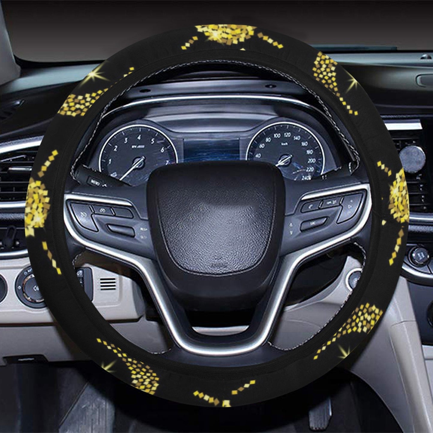 Sun Moon Print Design LKS304 Steering Wheel Cover with Elastic Edge
