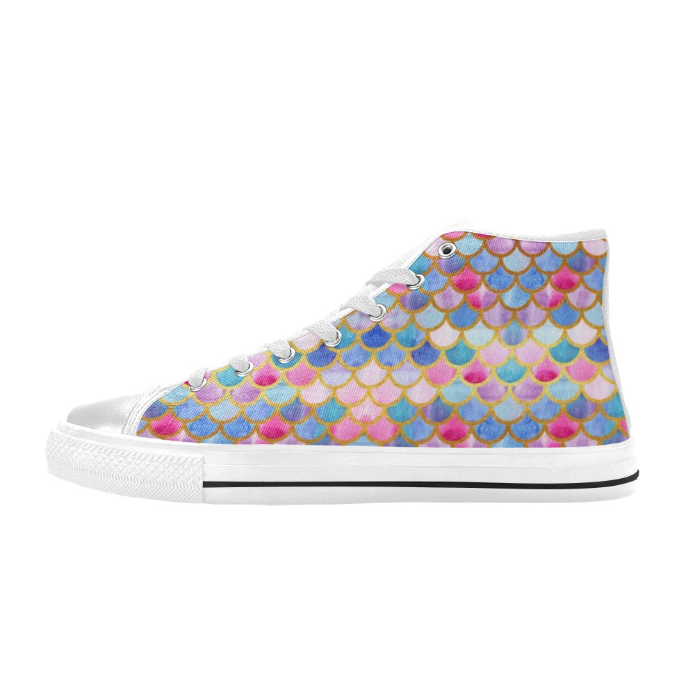Scales Print Design LKS401 Men's High Top Canvas Shoes