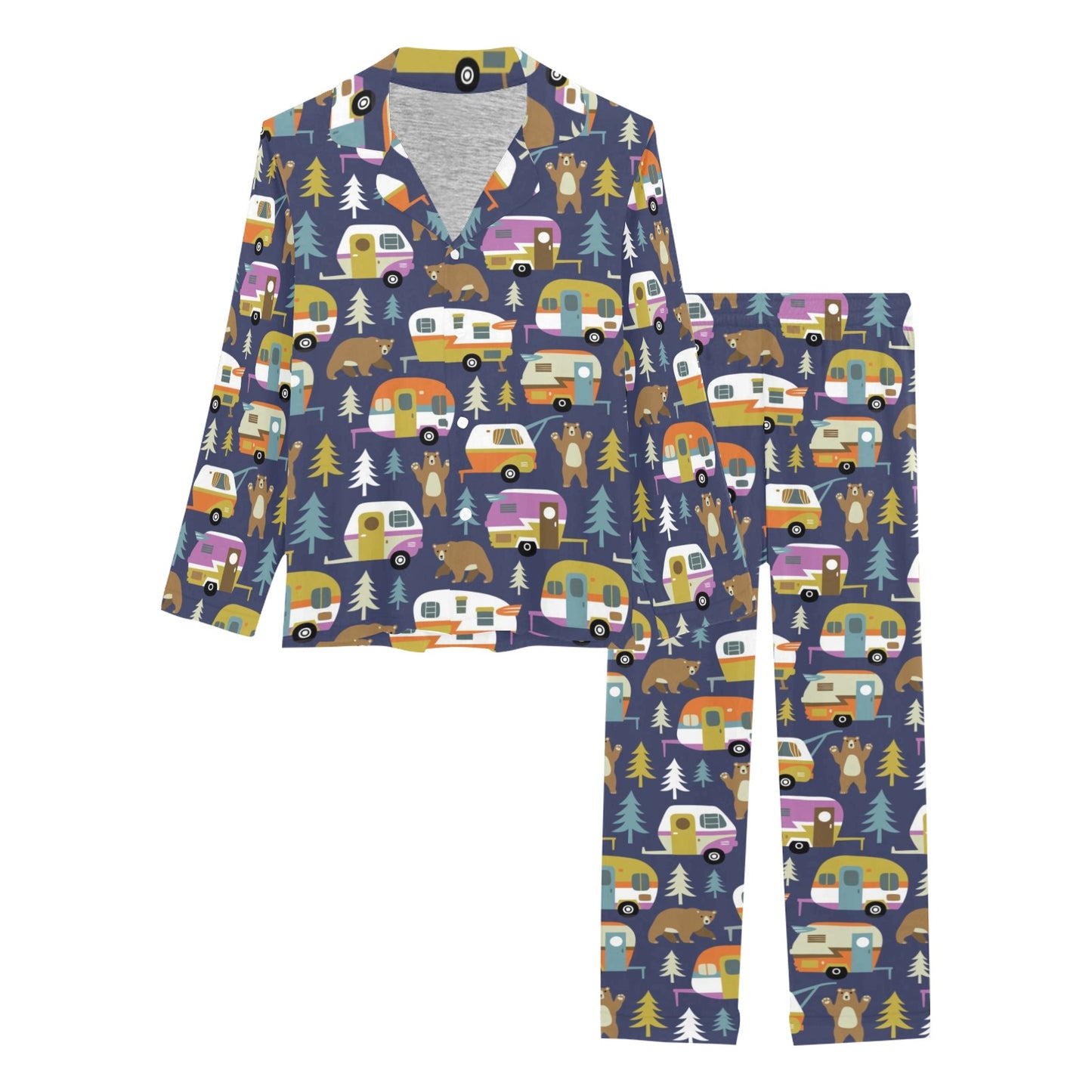 Camper Pattern Print Design 04 Women's Long Pajama Set