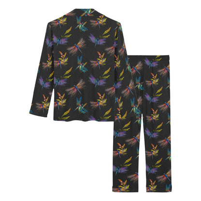 Dragonfly Colorful Realistic Print Women's Long Pajama Set