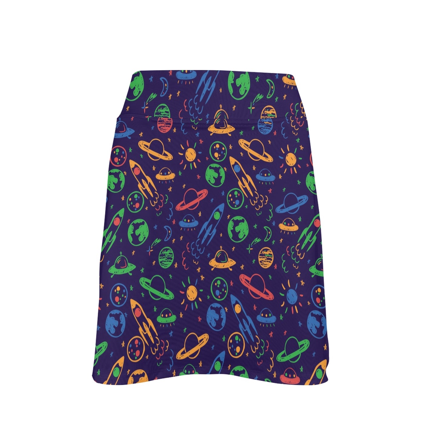 UFO Space Rocket Print Design LKS302 17" Golf & Pickleball Skort with Pockets