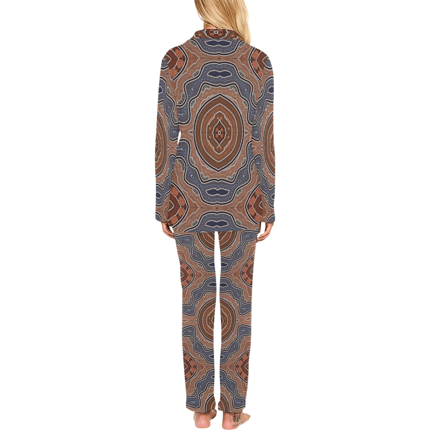 Aboriginal Pattern Print Design 01 Women's Long Pajama Set