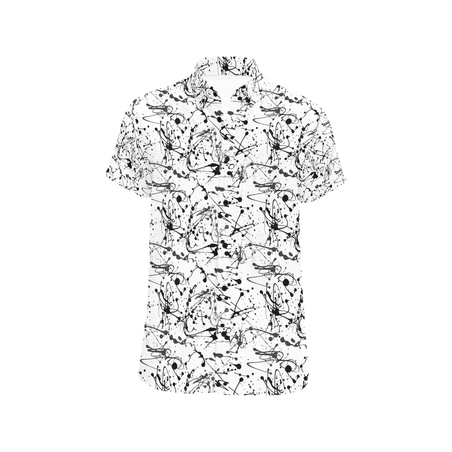 Splatter Print Design LKS305 Men Short Sleeve Button Up Shirt