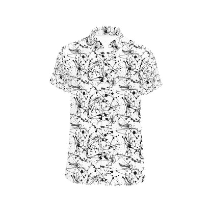 Splatter Print Design LKS305 Men Short Sleeve Button Up Shirt