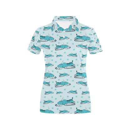 Snowmobile Print Design LKS301 Women's Polo Shirt