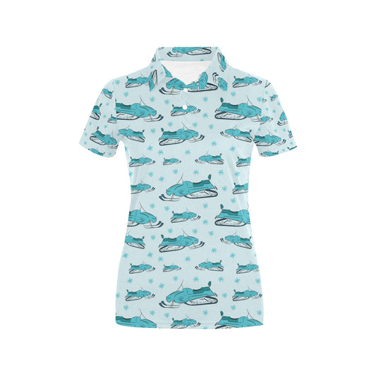 Snowmobile Print Design LKS301 Women's Polo Shirt