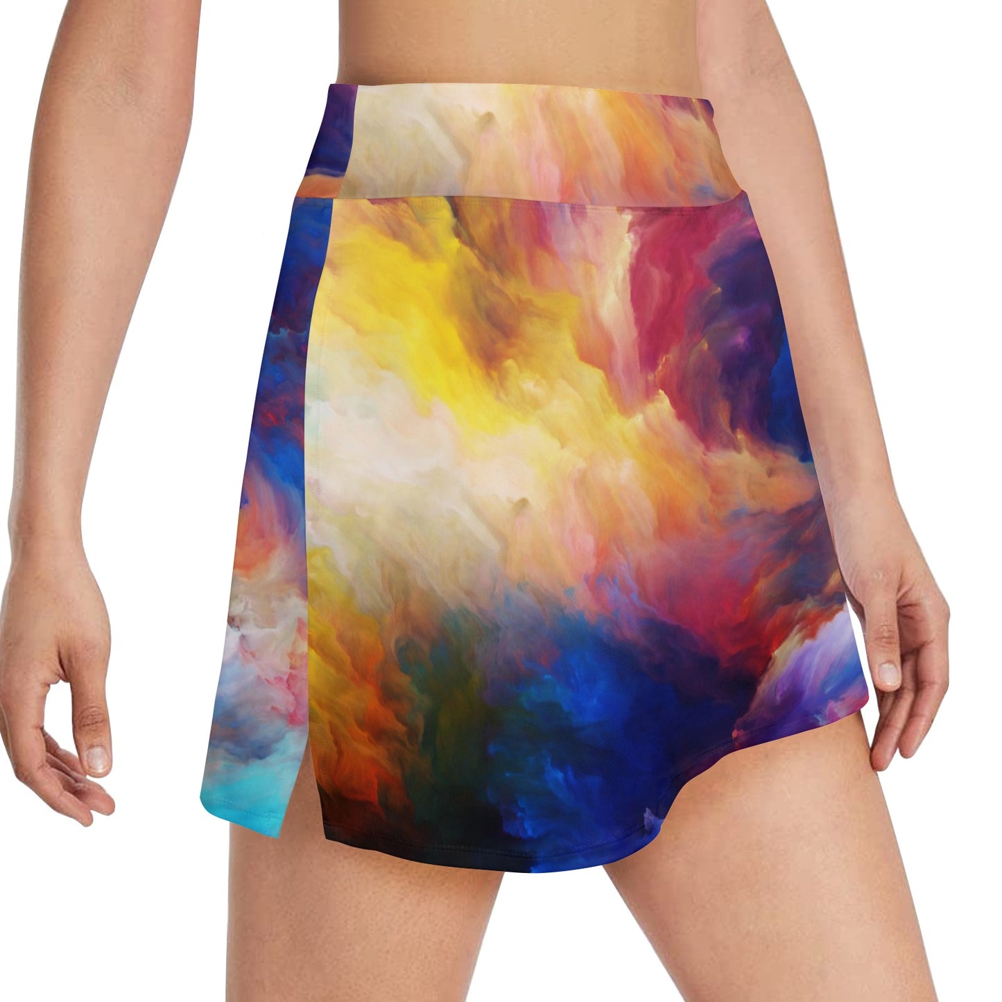 Vortex Twist Swirl Water Color Design 17" Golf & Pickleball Skort with Pockets