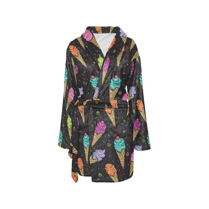 Ice Cream Pattern Print Design IC06 Women's Fleece Robe