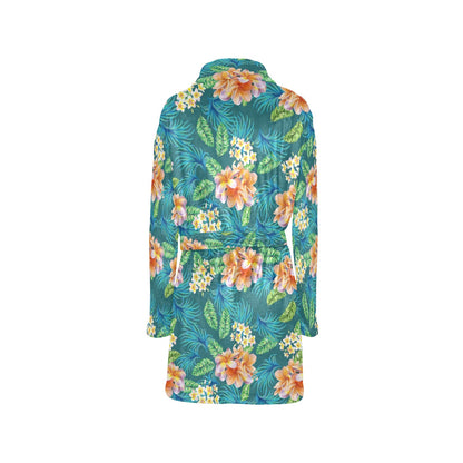 Plumeria Tropical Flower Design Print Women's Fleece Robe