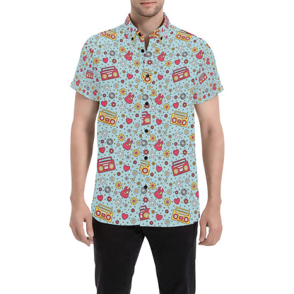 Hippie Print Design LKS307 Men Short Sleeve Button Up Shirt