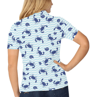 Crab Pattern Print Design 04 Women's Polo Shirt