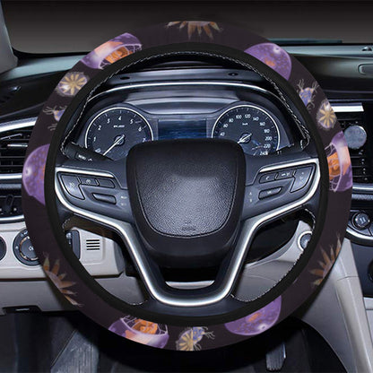 Seaweed With Jelly Fish Print Design LKS305 Steering Wheel Cover with Elastic Edge