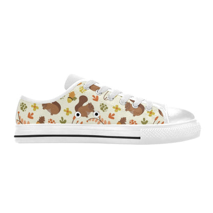 Squirrel Print Design LKS3010 Women's White Low Top Shoes