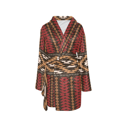Native Pattern Print Design A02 Women's Fleece Robe