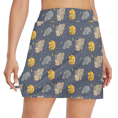 Safari Elephant Lion Print Design LKS303 17" Golf & Pickleball Skort with Pockets