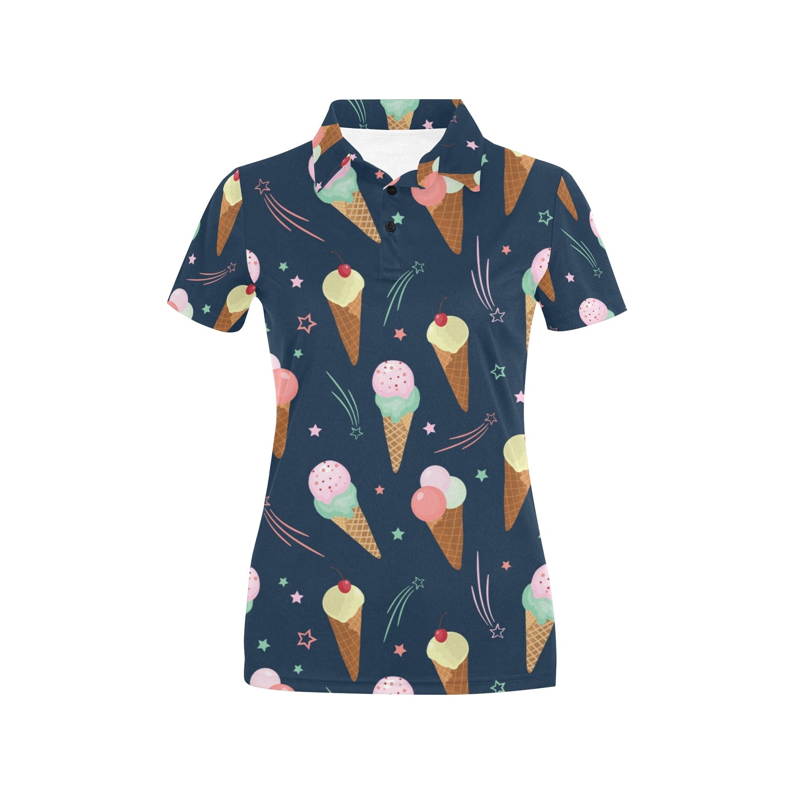 Ice Cream Pattern Print Design 04 Women's Polo Shirt