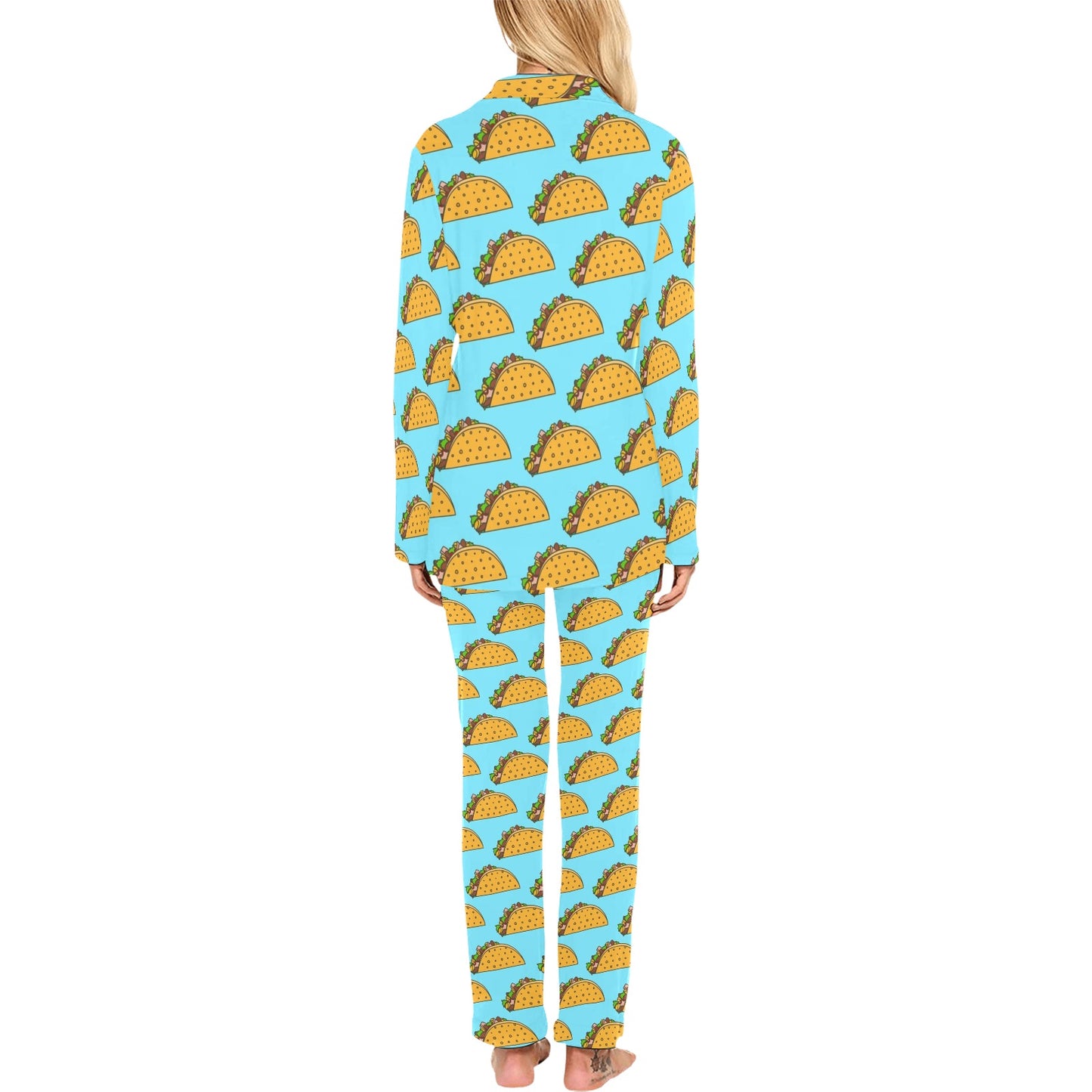 Taco Pattern Print Design TC03 Women's Long Pajama Set