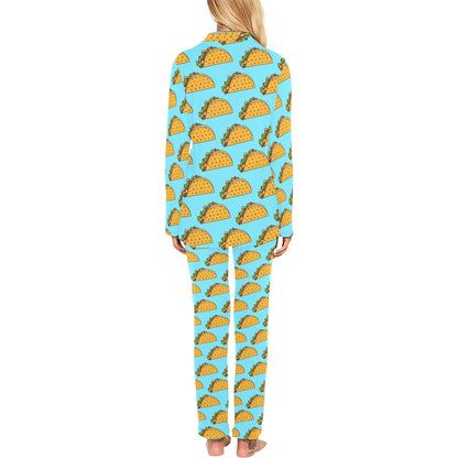 Taco Pattern Print Design TC03 Women's Long Pajama Set