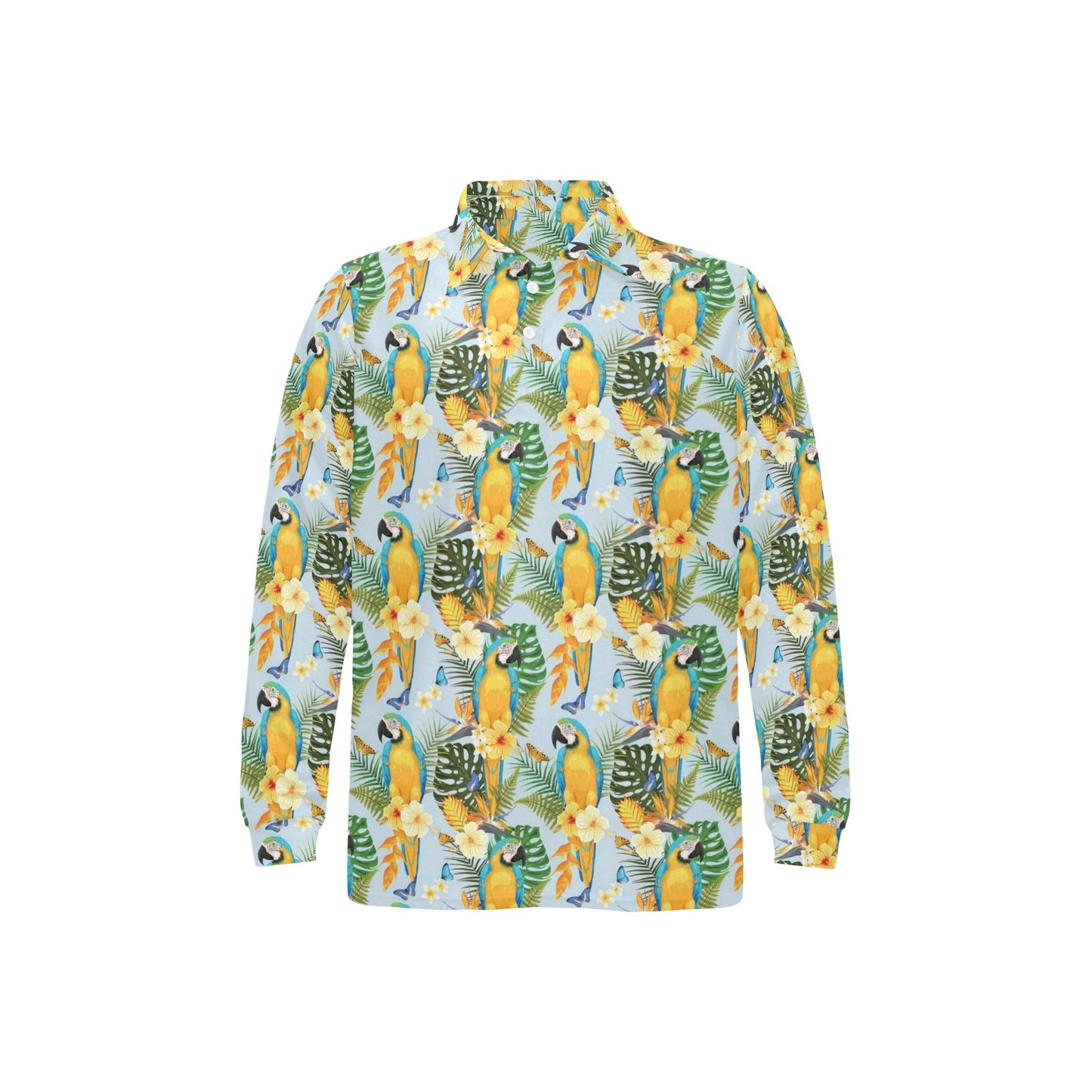 Parrot Pattern Print Design A04 Long Sleeve Polo Shirt For Men's