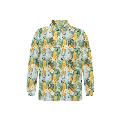 Parrot Pattern Print Design A04 Long Sleeve Polo Shirt For Men's