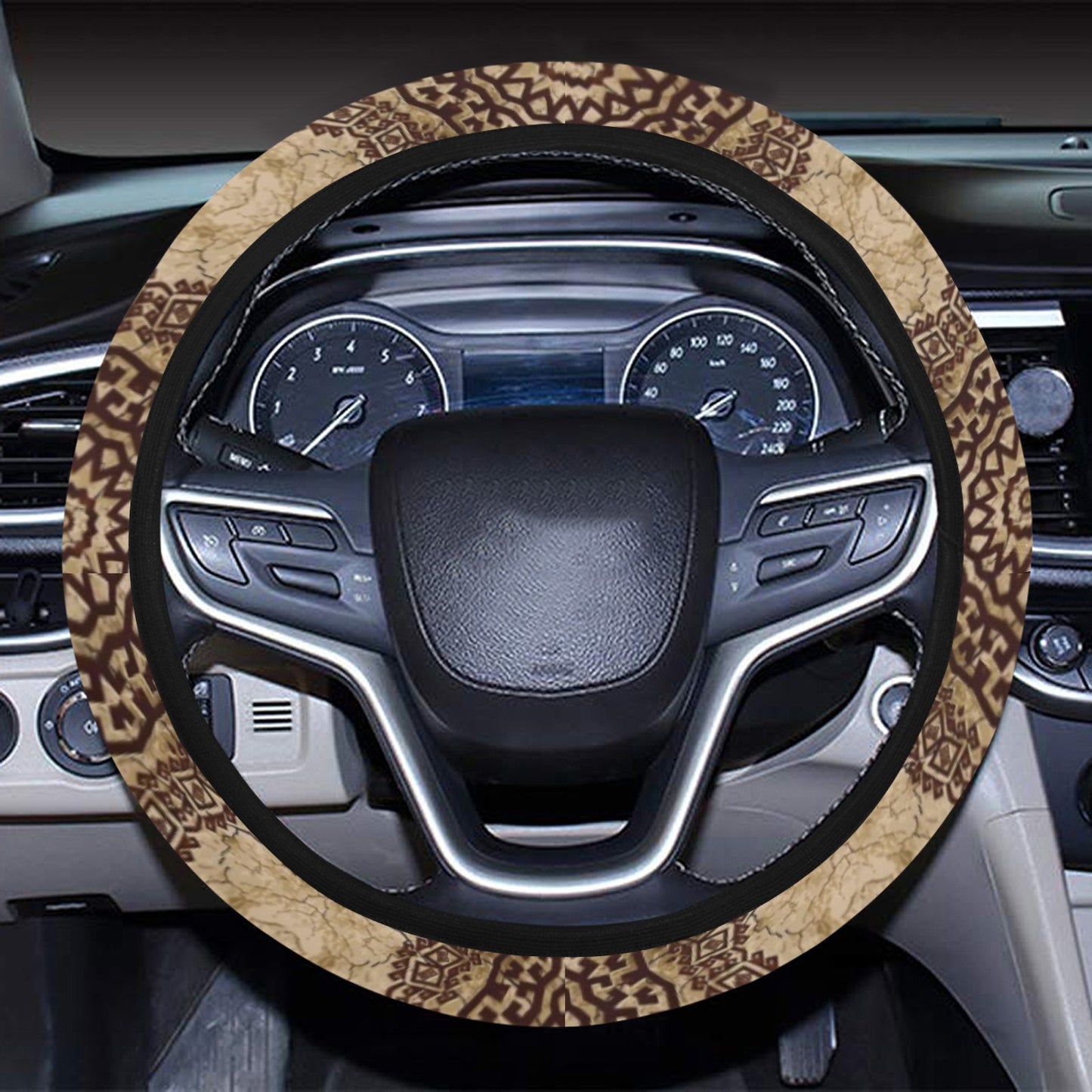 Ancient Greek Symbol Print Design LKS309 Steering Wheel Cover with Elastic Edge