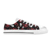 Skull With Red Dragon Print Design LKS304 Women's White Low Top Shoes