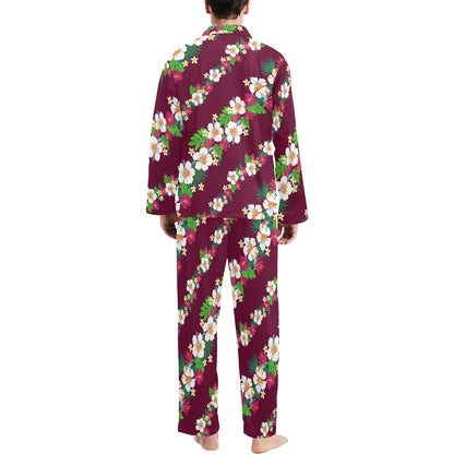 Hawaiian Themed Pattern Print Design H06 Men's Long Pajama Set