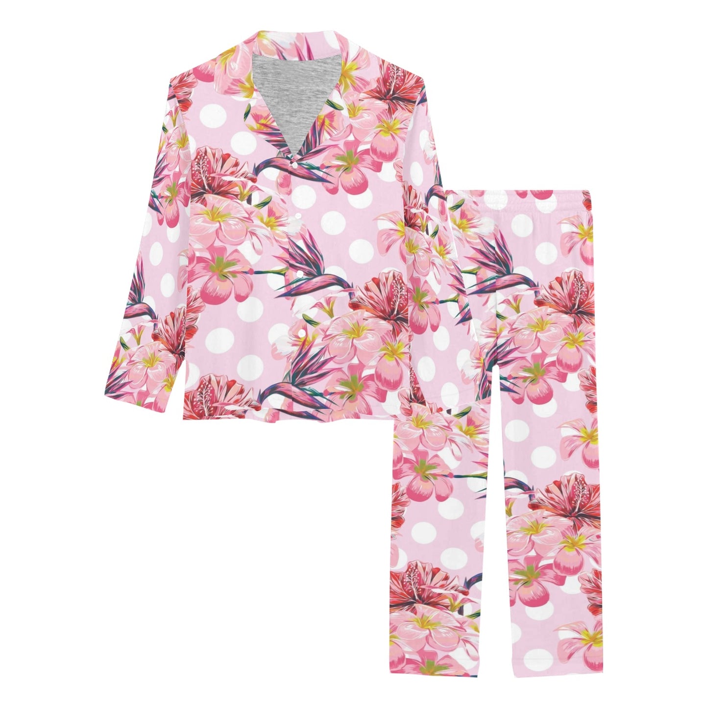 Bird Of Paradise Pattern Print Design BOP011 Women's Long Pajama Set