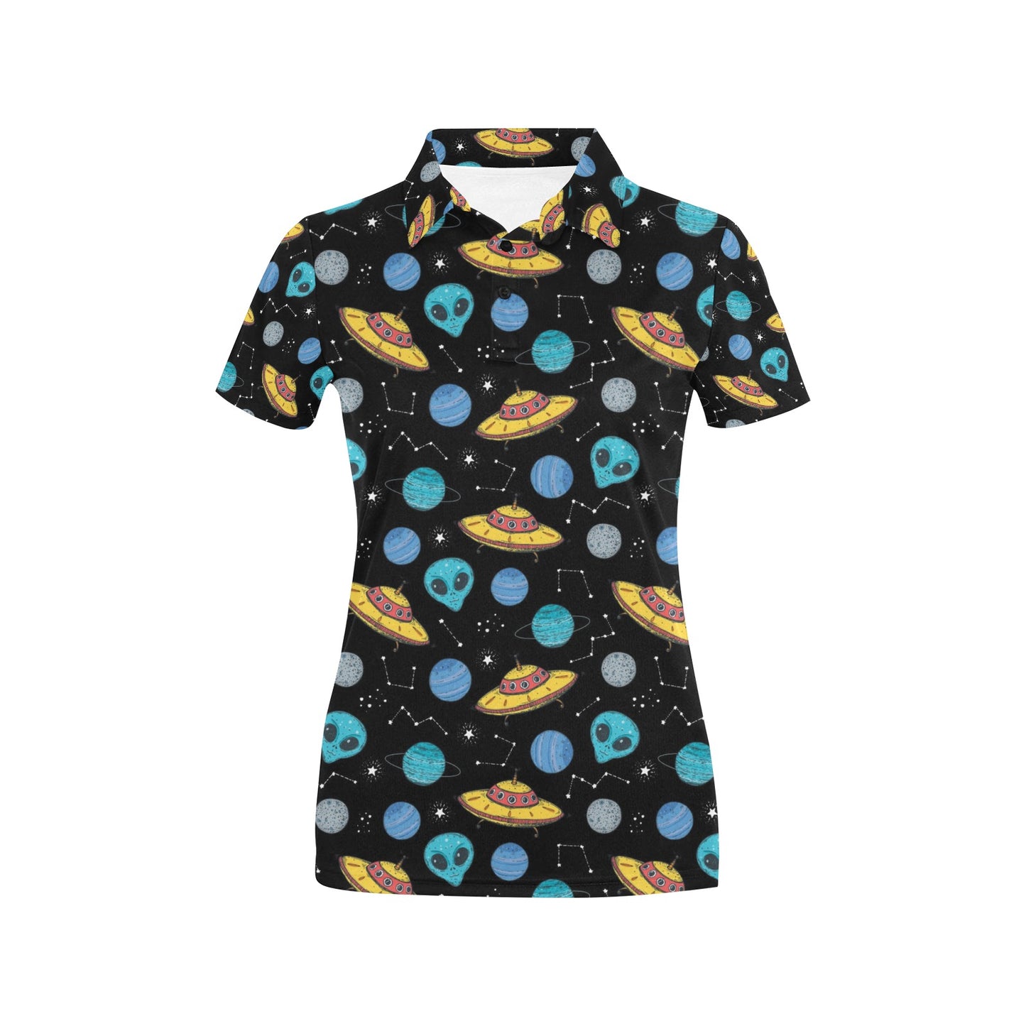 UFO Alien Print Design LKS306 Women's Polo Shirt