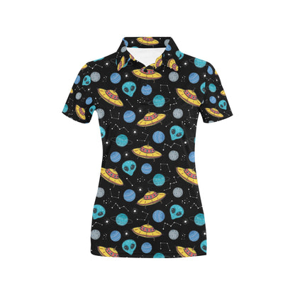 UFO Alien Print Design LKS306 Women's Polo Shirt