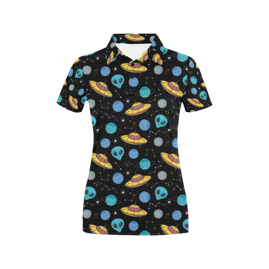 UFO Alien Print Design LKS306 Women's Polo Shirt