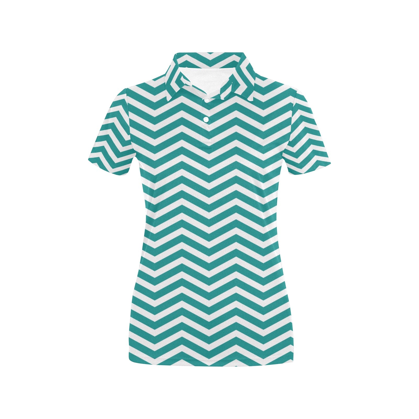 Chevron Teal Pattern Print Design 02 Women's Polo Shirt