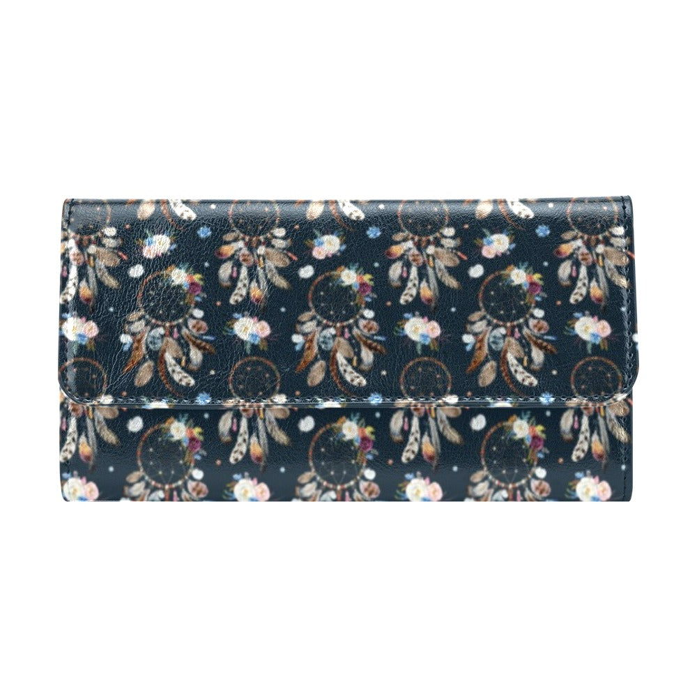 Dream Catcher Boho Floral Style Women's Trifold Wallet