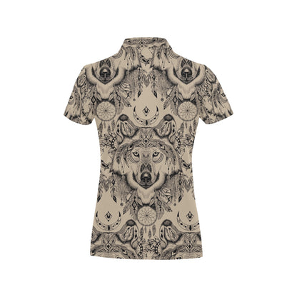 Indian Boho Wolf Women's Polo Shirt