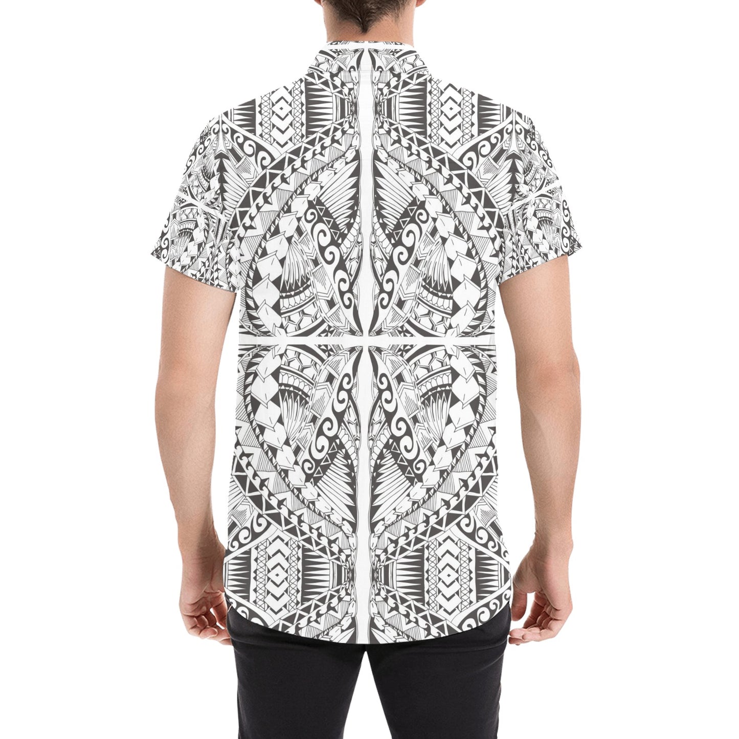 Samoan Style Print Design LKS301 Men Short Sleeve Button Up Shirt