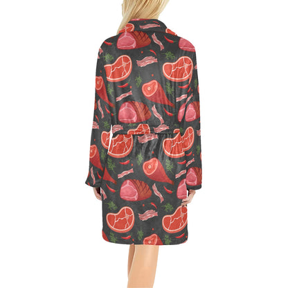 Meat Pattern Print Design 03 Women's Fleece Robe