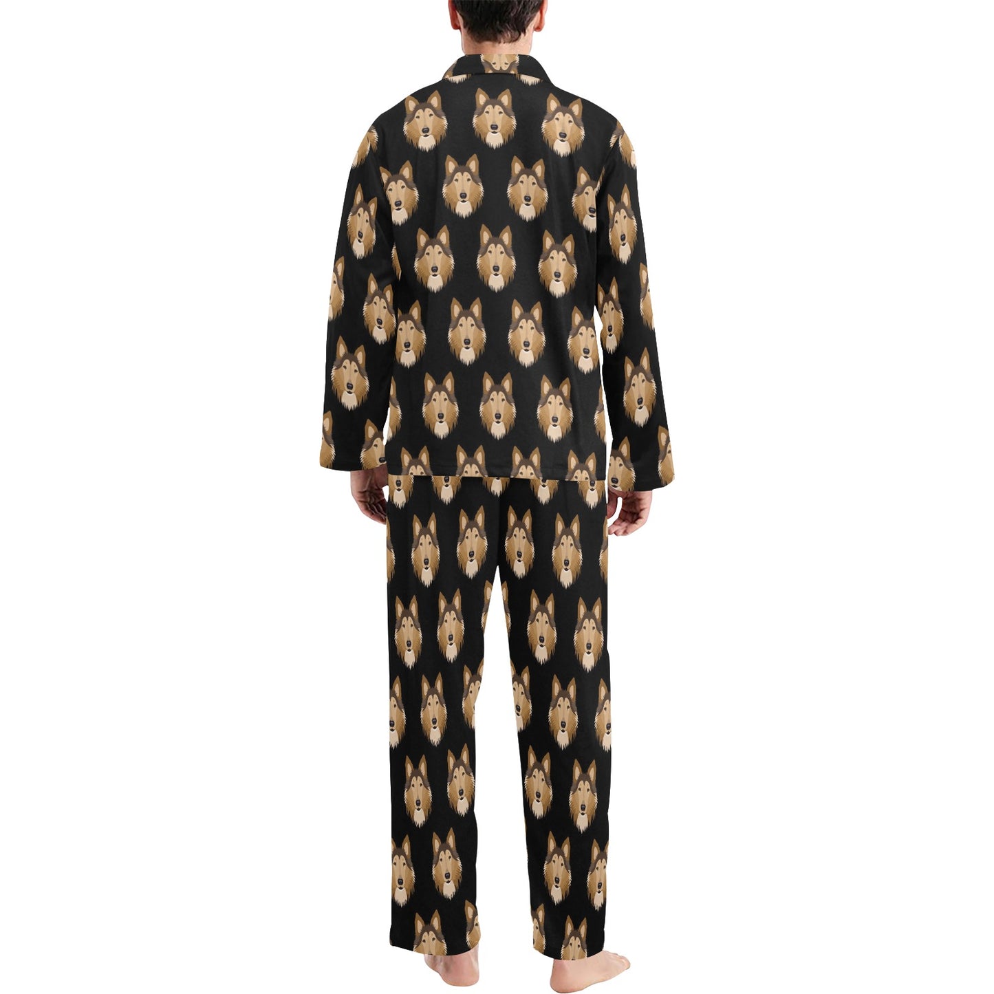 Collies Pattern Print Design 01 Men's Long Pajama Set