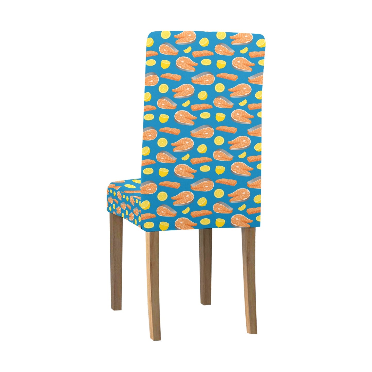 Salmon Steak With Lemon Print Design LKS308 Dining Chair Slipcover
