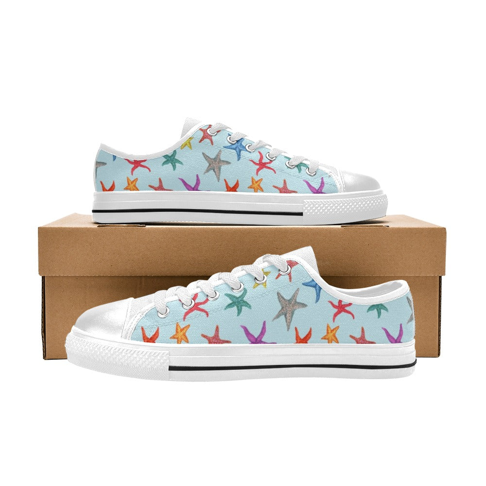 Starfish Print Design LKS402 Women's White Low Top Shoes