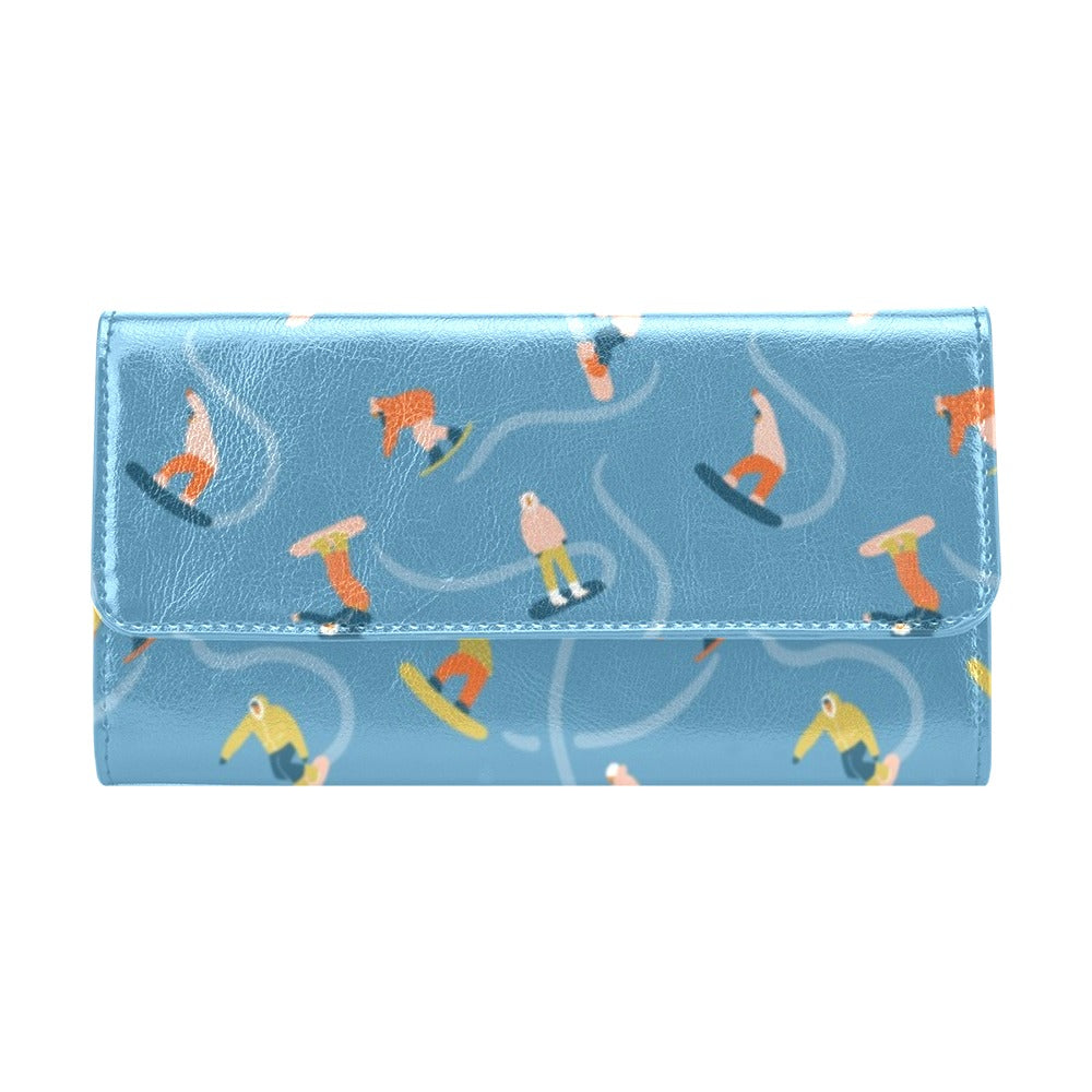 Snowboard Print Design LKS303 Women's Trifold Wallet
