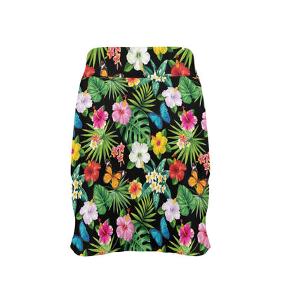 Hibiscus With Butterfly Print Design LKS305 17" Golf & Pickleball Skort with Pockets