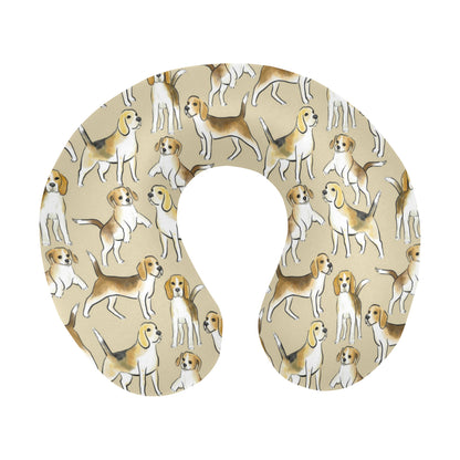 Beagle Pattern Print Design 04 U-Shaped Travel Neck Pillow
