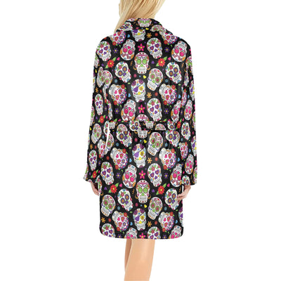 Sugar Skull Print Design LKS302 Women's Fleece Robe