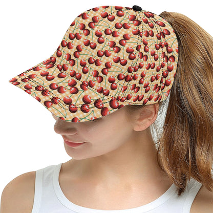 Cherry Orange Plaid Print Snapback Cap