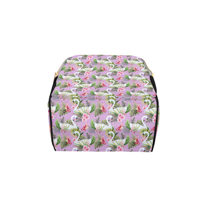 Swan with Flower Pattern Print Design 01 Diaper Bag Backpack