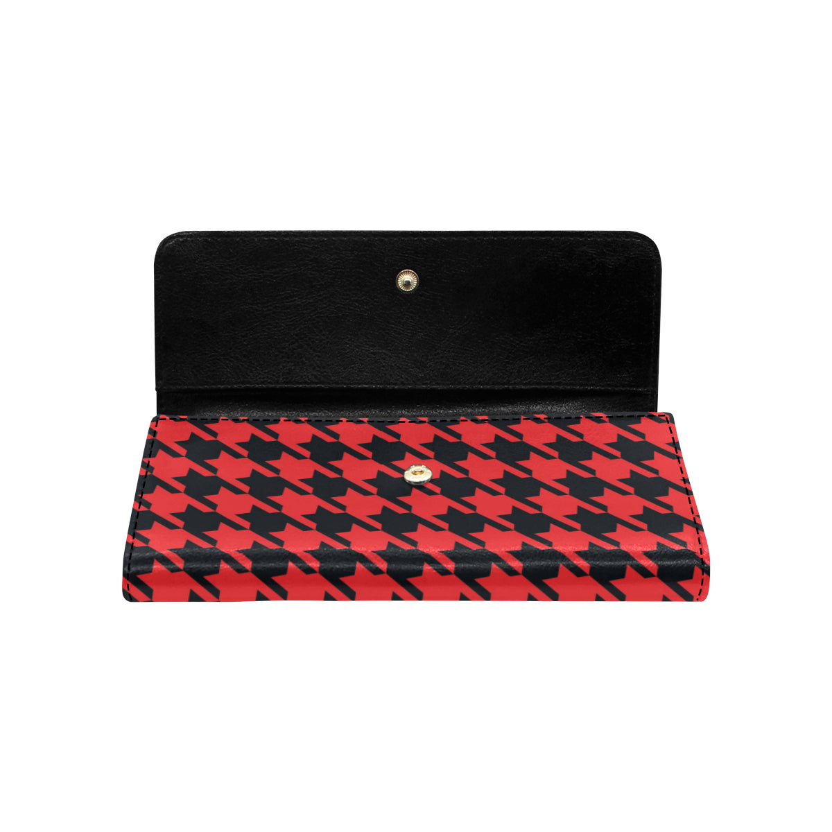 Houndstooth Red Pattern Print Design 03 Women's Trifold Wallet